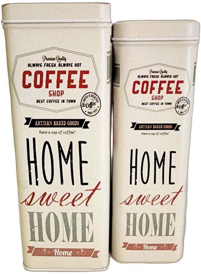 hadaaya Farmhouse Coffee Storage Container Set with Lids - Tall Rectangular Canisters for Coffee Pods & Tea Bags- Airtight White Kitchen Canister Set - Image 4