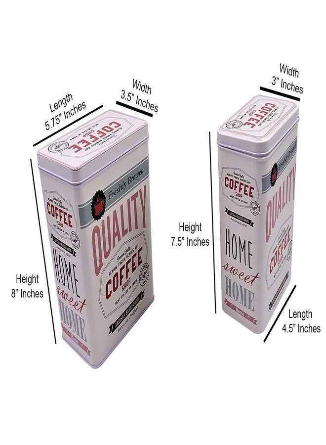 hadaaya Farmhouse Coffee Storage Container Set with Lids - Tall Rectangular Canisters for Coffee Pods & Tea Bags- Airtight White Kitchen Canister Set - Image 5