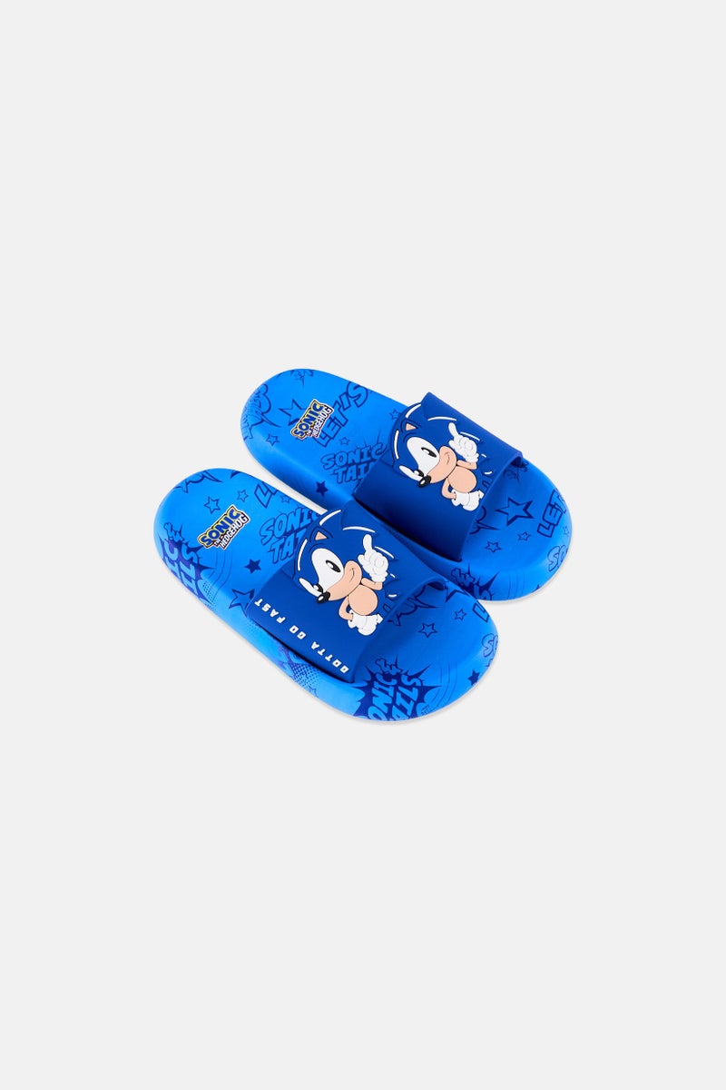 SONIC Kids Boy Sonic The Hedgehog Slip On Slides, Blue - Image 4