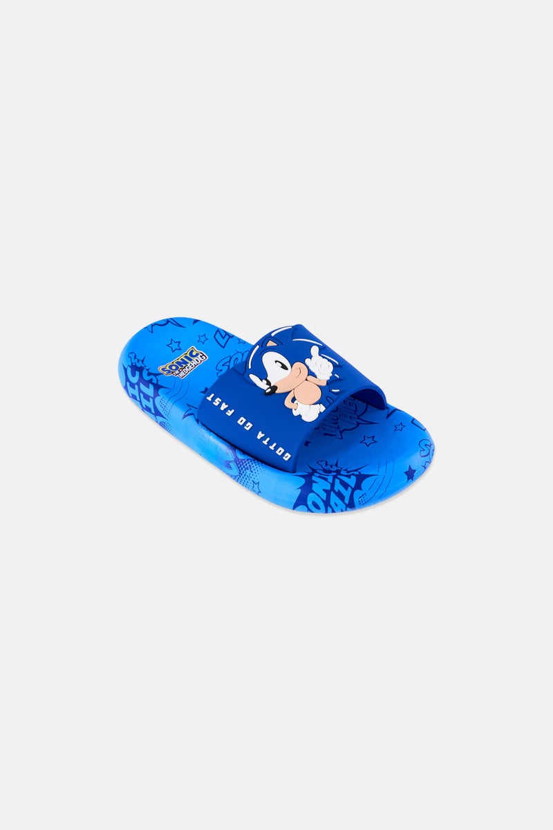 SONIC Kids Boy Sonic The Hedgehog Slip On Slides, Blue - Image 1