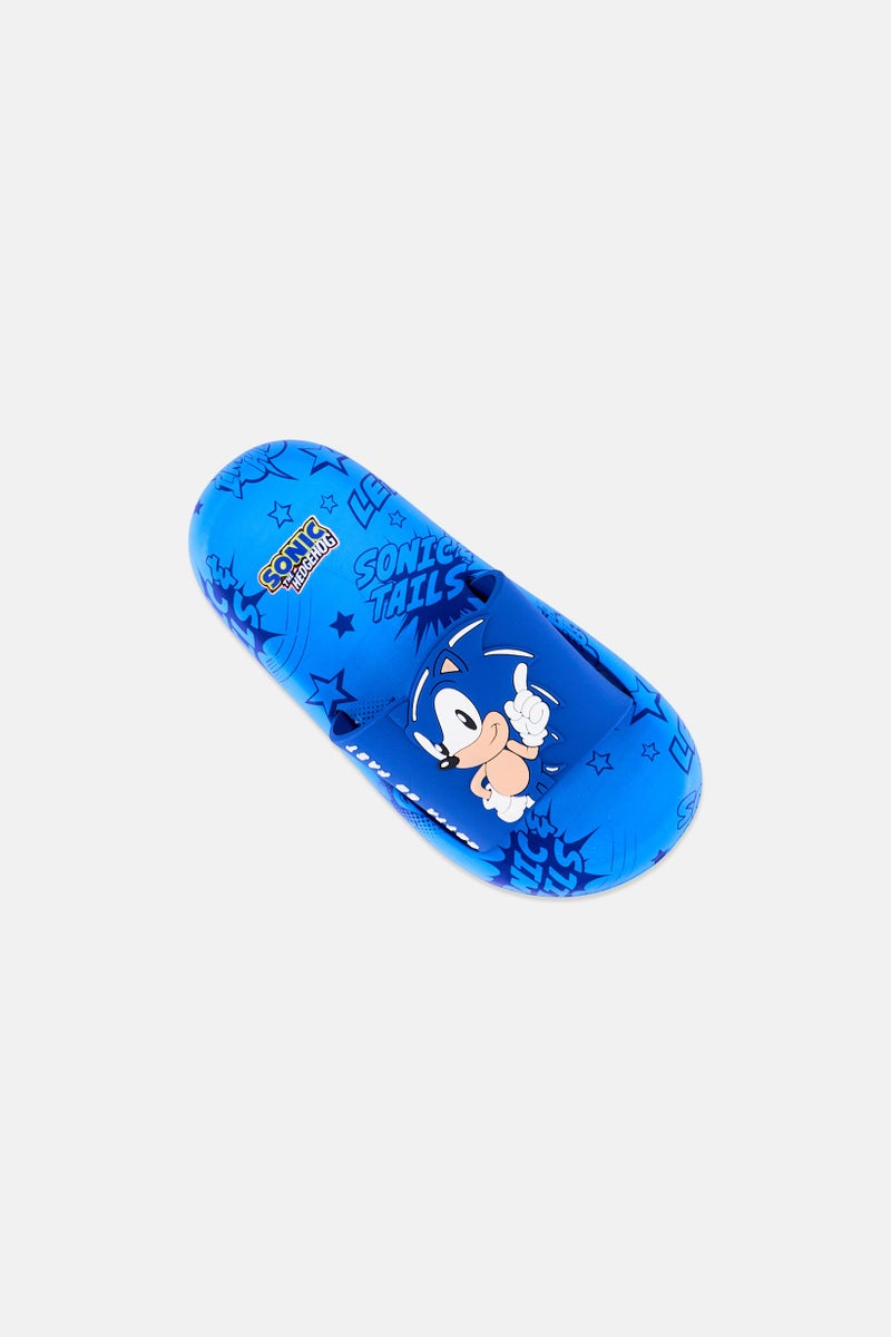 SONIC Kids Boy Sonic The Hedgehog Slip On Slides, Blue - Image 3