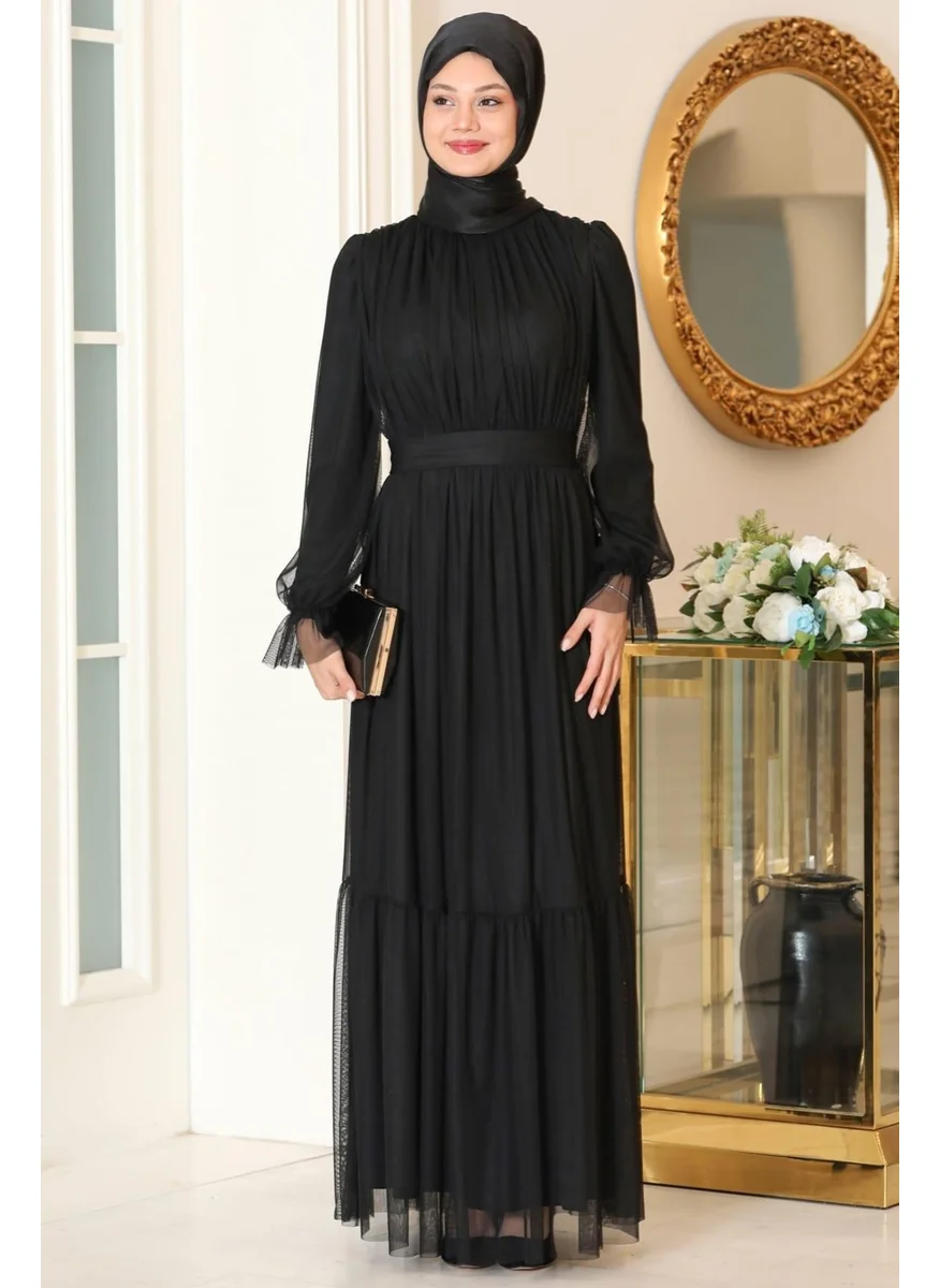 Esilanur Eftelya Hijab Evening Dress Black