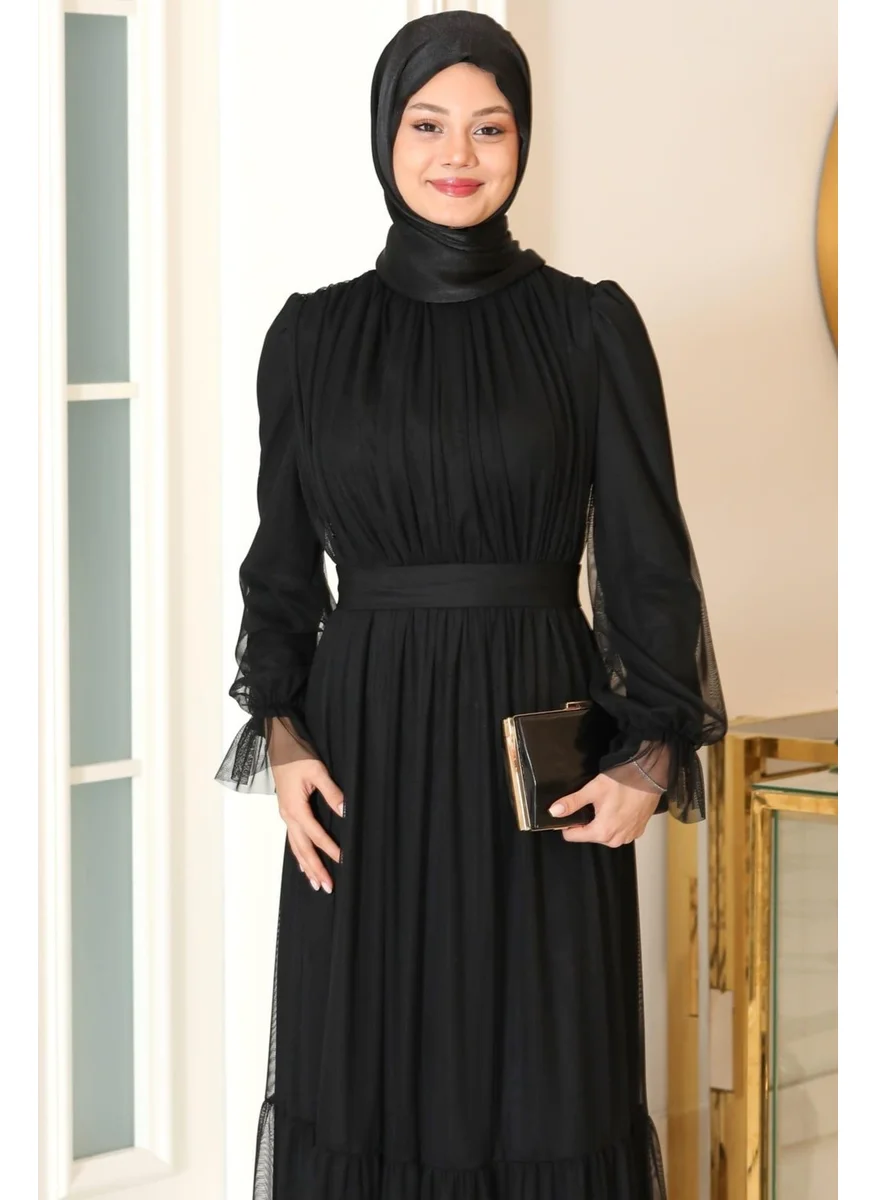 Esilanur Eftelya Hijab Evening Dress Black