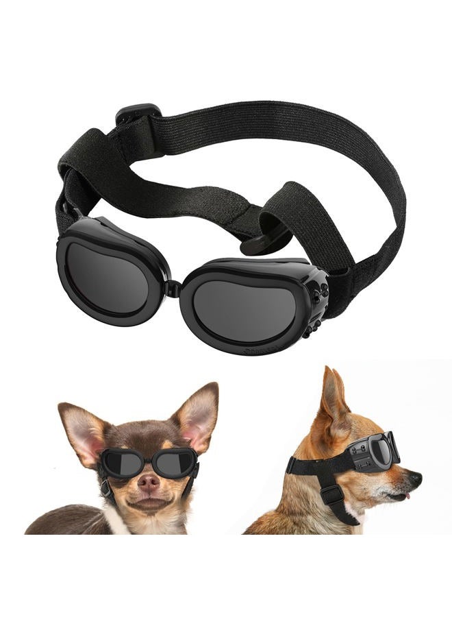 Lewondr Dog Sunglasses Small Breed Dogs Goggles UV Protection,Goggles for Small Dogs Eye Wear Protection with Adjustable Strap Windproof Anti-Fog Sunglasses for Small Dogs Doggy Doggie Glasses,Black - Image 1