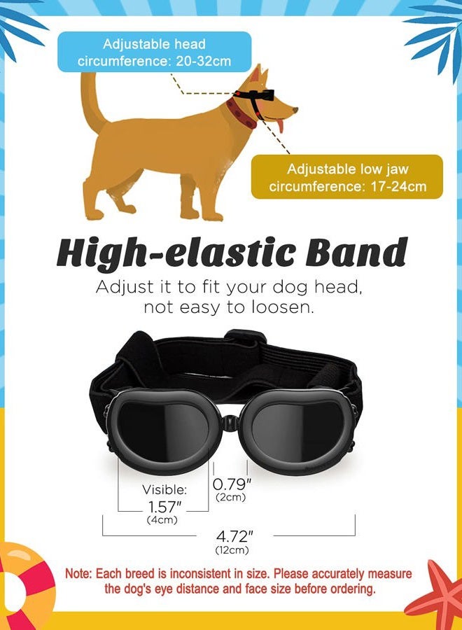 Lewondr Dog Sunglasses Small Breed Dogs Goggles UV Protection,Goggles for Small Dogs Eye Wear Protection with Adjustable Strap Windproof Anti-Fog Sunglasses for Small Dogs Doggy Doggie Glasses,Black - Image 3