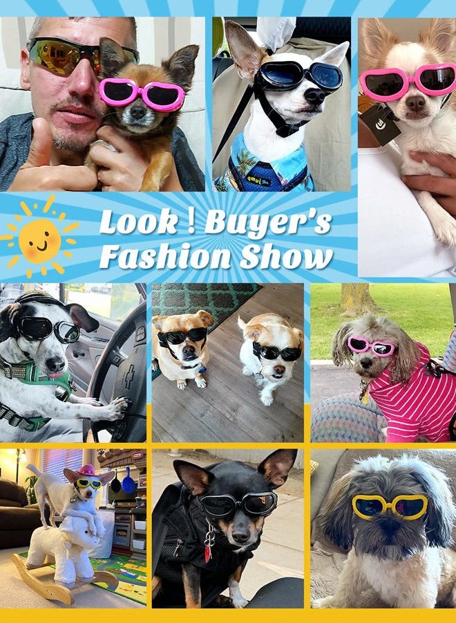 Lewondr Dog Sunglasses Small Breed Dogs Goggles UV Protection,Goggles for Small Dogs Eye Wear Protection with Adjustable Strap Windproof Anti-Fog Sunglasses for Small Dogs Doggy Doggie Glasses,Black - Image 2