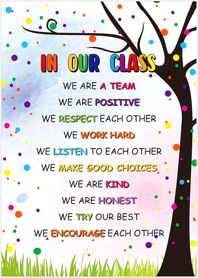 FLYAB Classroom Rules Poster - 12"x18" Motivational Back To School Classroom Decorations Inspirational Posters for Preschool Kindergarten Elementary Virtual Learning Teacher Supplies - Image 1