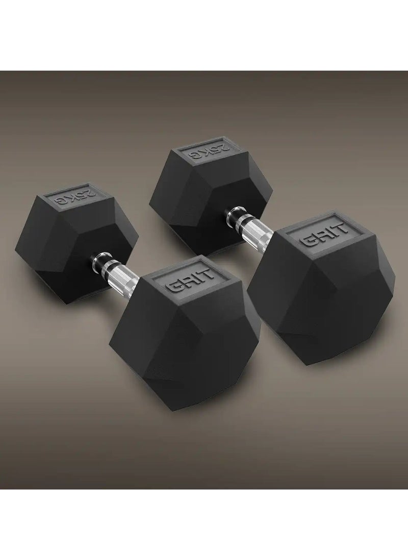 GRIT GRIT Hex Dumbbells - 25 kg Pair  - Image 1