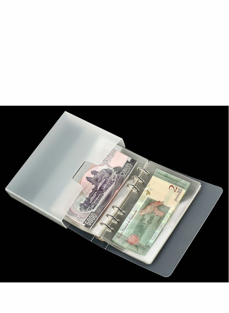 Captaintech Dollar Bill Holder for Collectors Paper Money Currency Sleeves Collection Album, Cash Holders Book Banknote Collection, Clear - Image 1