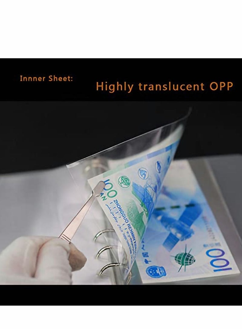 Captaintech Dollar Bill Holder for Collectors Paper Money Currency Sleeves Collection Album, Cash Holders Book Banknote Collection, Clear - Image 2