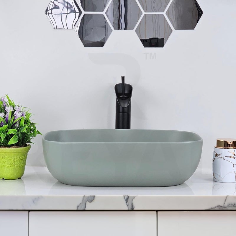 Reyal Modern Color Table Top Wash Basin 13 x 18 x 5 Countertop Vessel Sink Bathroom Sink Wash Basin over counter MATTE MINT - Image 2