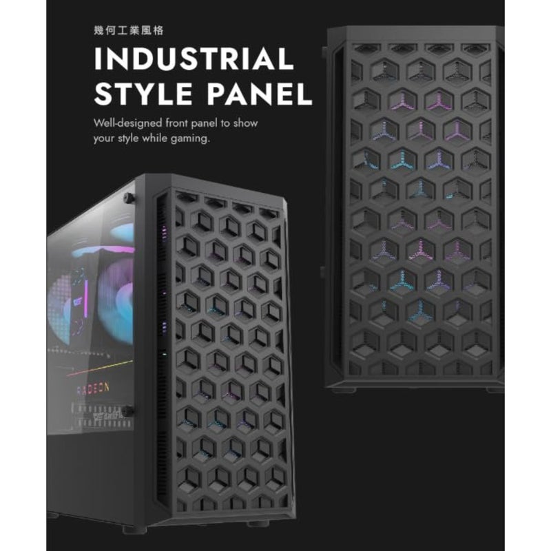 DK300M M-ATX, ITX Tempered Glass Gaming PC Case, 3 RGB Fans Pre-Installed, Supports 240MM Radiator, HDD and SSD Slots, USB 3.0x1, USB 2.0 x2, HD AUDIO and Power, PC Case - Image 4