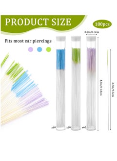 Moza 180 PCS Ear Hole Ear Care Kit Disposable Earrings Hole Cleaner Ear Piercing Care Cleaning Tool Ear Hole Cleaning Line Ear Piercing Cleaning Floss for Girls Women Men (Green, Purple, Blue)  - Image 2