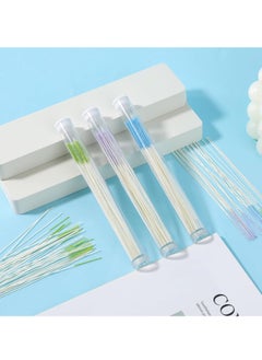 Moza 180 PCS Ear Hole Ear Care Kit Disposable Earrings Hole Cleaner Ear Piercing Care Cleaning Tool Ear Hole Cleaning Line Ear Piercing Cleaning Floss for Girls Women Men (Green, Purple, Blue)  - Image 3