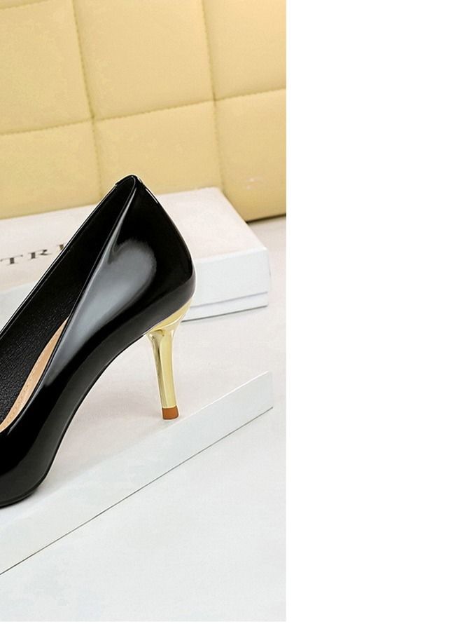 BIGTREE حذاء بكعب عالٍ مدبب من المعدن 7 سم أسود - Image 3