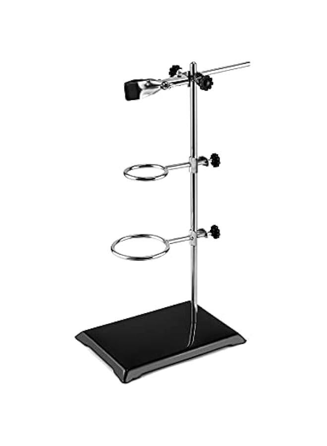 Arabest Laboratory Stands Support Set, Steel Lab Stand Set with Cast Iron Base, Rod 16 L with Burette Clamp and Flask Ring Clamps  - Image 1