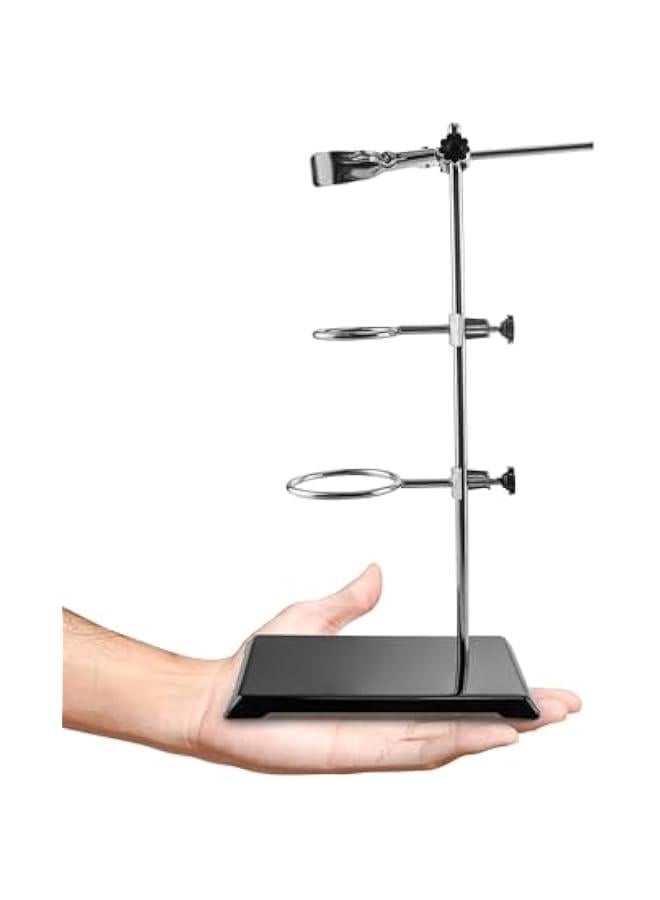 Arabest Laboratory Stands Support Set, Steel Lab Stand Set with Cast Iron Base, Rod 16 L with Burette Clamp and Flask Ring Clamps  - Image 2