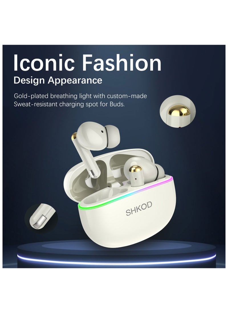 shkod - Bluetooth 5.4 13mm Dynamic Drivers 40 Ms Ultra-Low Latency Quad Mic ENC for HD Call Clarity 45 Hrs Playtime Lightning-Fast Charging, AirLits5 Pro True Wireless in-Ear Earbuds - Image 1