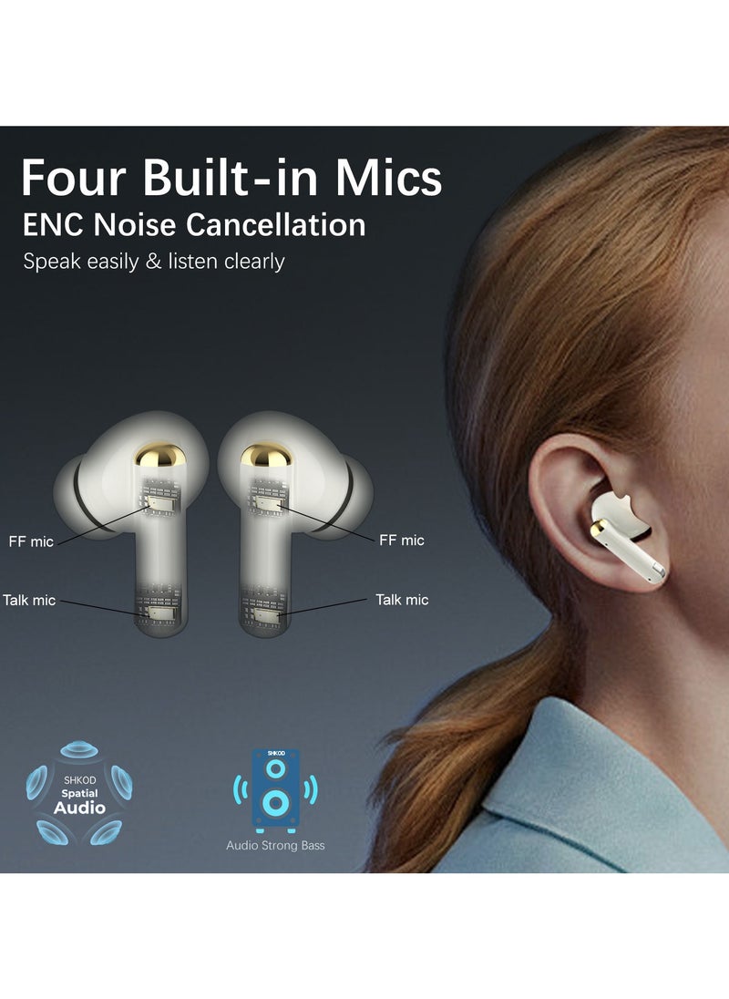 shkod - Bluetooth 5.4 13mm Dynamic Drivers 40 Ms Ultra-Low Latency Quad Mic ENC for HD Call Clarity 45 Hrs Playtime Lightning-Fast Charging, AirLits5 Pro True Wireless in-Ear Earbuds - Image 1