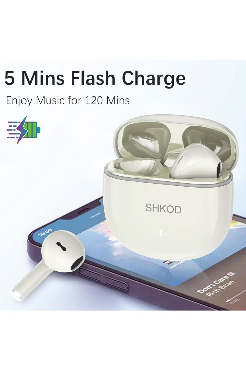 AirLits11 True Wireless Earbuds | Bluetooth 5.3 | ENC Noise Reduction | 38 Hours Playtime | Fast Charging | One Touch Control(Crescent White)