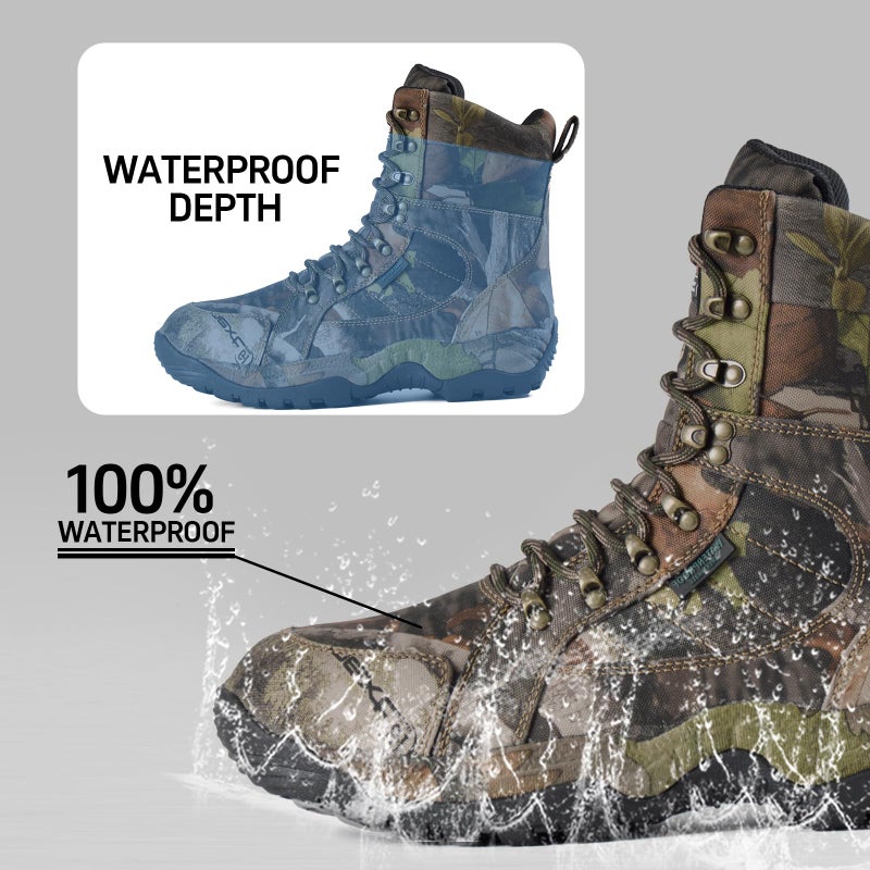 R RUNFUN Men's 8" Waterproof Lightweight Hunting Boots Camo Insulated Hiking Boots, 200g Thinsulate(RF001-8C2,Size9) - Image 3