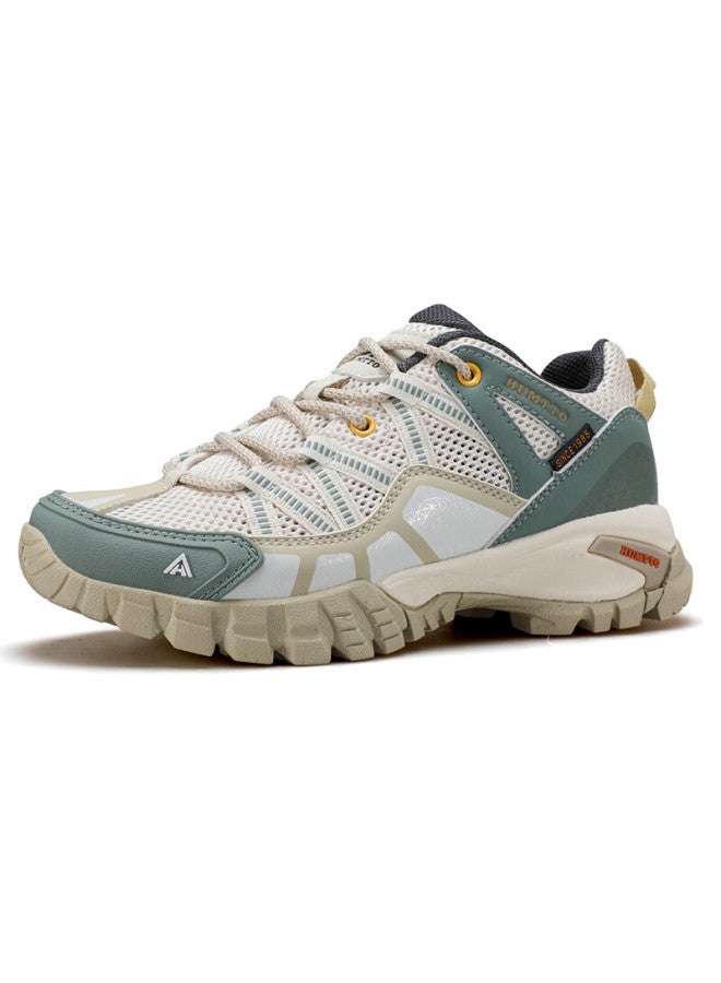 Humtto Summer Mesh Breathable Hiking Shoes Comfortable Anti-slip Women's Mountaineering Shoes Outdoor Climbing Shoes Beige Olive Green Size 39 - Image 2