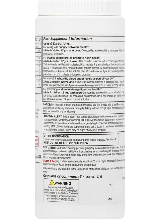Leader Psyllium Husk Powder Supplement 4-in-1 Fiber for Digestive Health, Plant Based 100% Natural Psyllium Husk Daily Fiber, Gluten Free, Non-GMO, Compare to Meta-mucil Multihealth (13 OZ) - Image 2