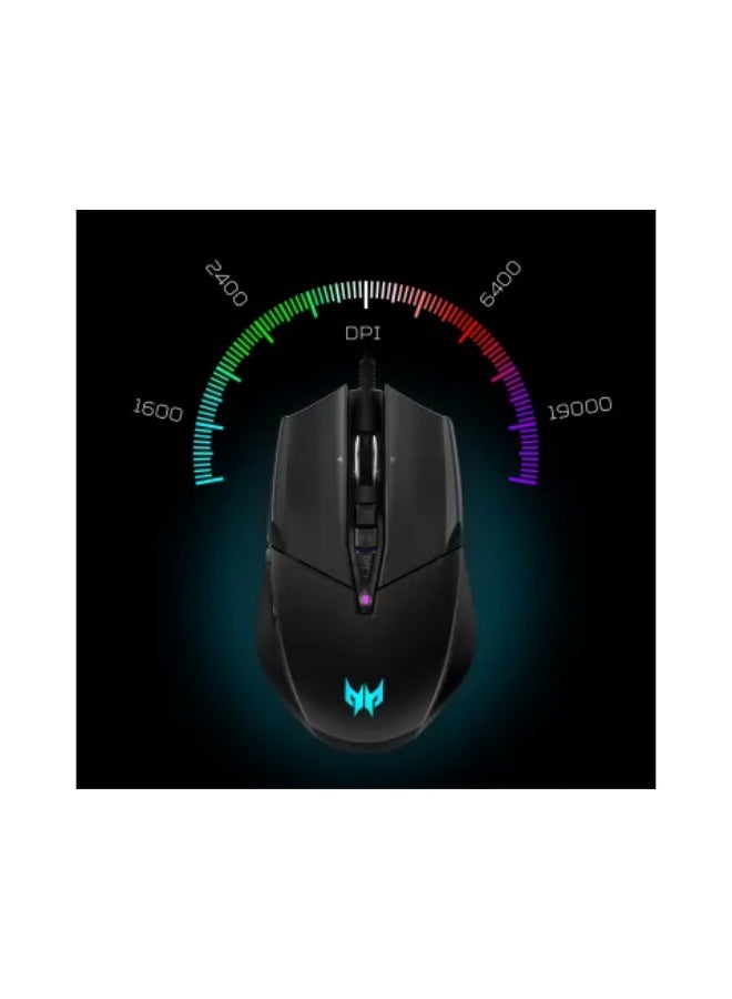 Acer Predator Cestus 335 Gaming Mouse, PixArt 3370 Sensor up to 19,000 DPI, 10 Programmable Buttons, 2000Hz Polling Rate, Hyper-Fast Infinite Scroll, RGB Lighting, Wired USB, Black - Image 5