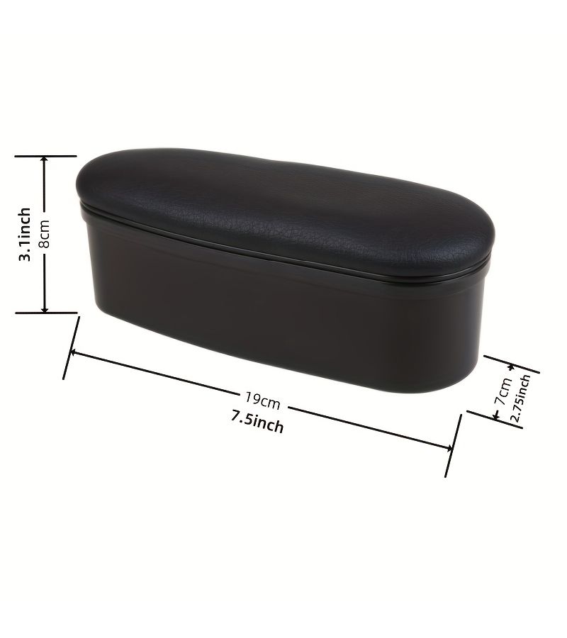 Black Universal Car Armrests Ergonomic Auto Interior Leather Arm Support Heightening Pad - Image 1