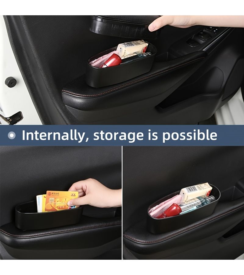 Black Universal Car Armrests Ergonomic Auto Interior Leather Arm Support Heightening Pad - Image 2