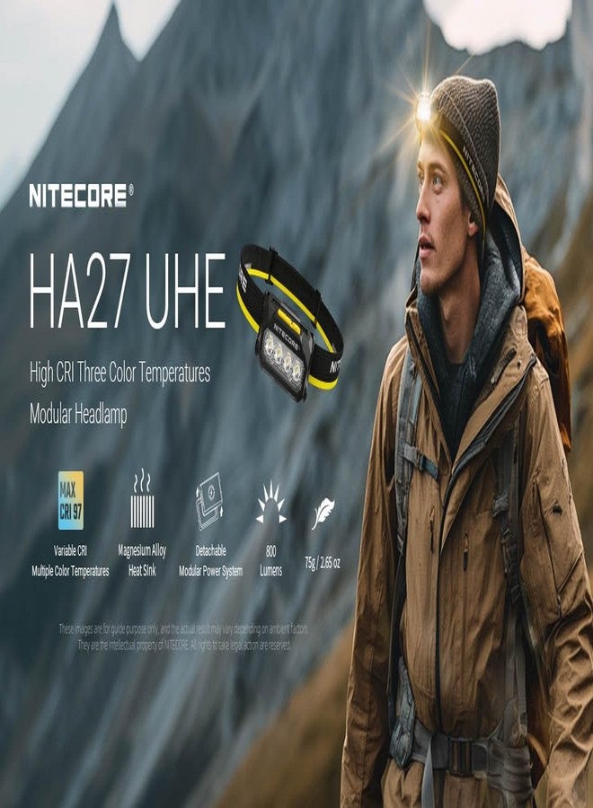 Nitecore HA27 UHE Headlamp, 800 Lumens High CRI with 3 Color Temperatures, USB-C Rechargeable & AAA Compatible, Lightweight Waterproof for Camping, Hiking & Running - Image 2