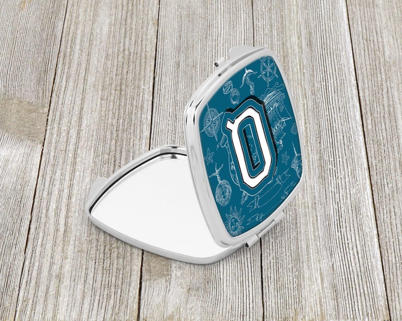 Caroline's Treasures CJ2014-QSCM Letter Q Sea Doodles Initial Alphabet Compact Mirror Decorative Travel Makeup Mirror for Women Girls Gifts Pocket Makeup Mirror Folding Handheld - Image 2