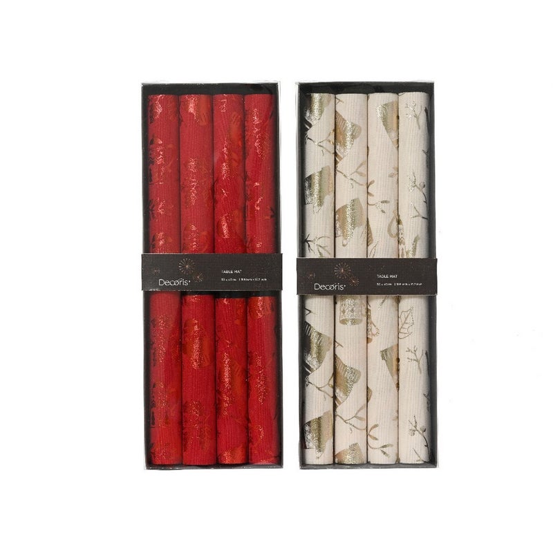 Kaemingk Placemat – Polyester Rectangle with Foil Print, Red & Gold, 3cm, Christmas Holiday Tableware, Festive Xmas Dining, Seasonal Home Décor, 1 Piece Assorted Colors - Image 1