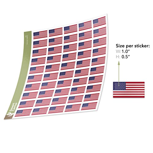 Desert Cactus United States of America Country Flag Sticker Decal 1 Inch Rectangle Sheets 50 Total Pieces Kids Logo Scrapbook Car Vinyl Window Bumper Laptop American R - Image 2