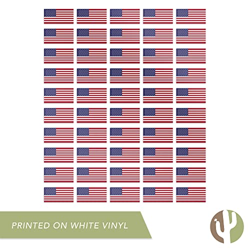Desert Cactus United States of America Country Flag Sticker Decal 1 Inch Rectangle Sheets 50 Total Pieces Kids Logo Scrapbook Car Vinyl Window Bumper Laptop American R - Image 4