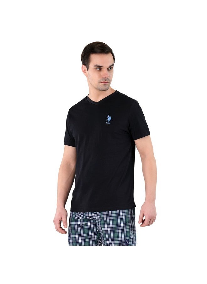 U.S. POLO ASSN. Men's Cotton Regular Fit V-Neck Embroidered Logo I638 Lounge T-Shirt, Pack Of 1 (Black_ L) - pzsku/Z37EE30B6D8A204300789Z/45/_/1740118542/b5925e2f-6dbe-44a3-9a6f-11ebb8aaf733