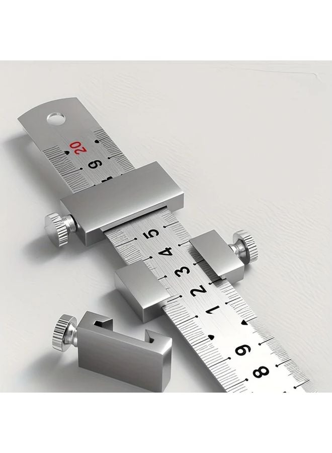 سدادة فضية ب سبيكة الألومنيوم مسطرة النجارة مع مقياس وضع علامات فولاذي دقيق - Image 4