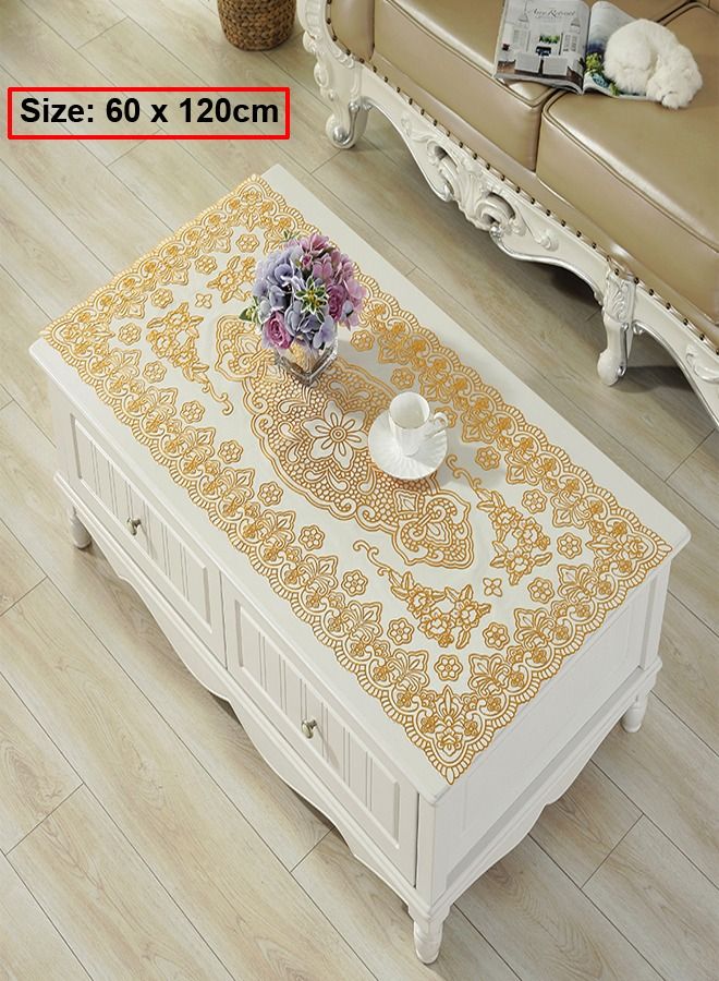 فاشون هوم تصميم أنيق البيضاوي PVC البلاستيك النفط للماء سهلة التنظيف الطعام مفرش المائدة البرنز المطبوعة الجدول غطاء حصيرة الجدول عداء الجدول القماش 60x120 سم - Image 4