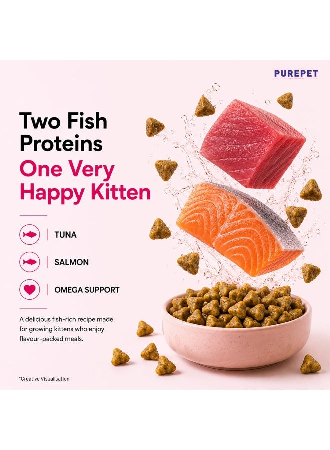 Purepet Kitten Dry Cat Food 1.2kg Pack | Tuna & Salmon Flavour | Active Behaviour | Hairball Control |Urinary Tract Health | Nutrient Rich | Minerals - Image 4