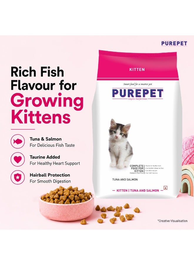 Purepet Kitten Dry Cat Food 1.2kg Pack | Tuna & Salmon Flavour | Active Behaviour | Hairball Control |Urinary Tract Health | Nutrient Rich | Minerals - Image 3
