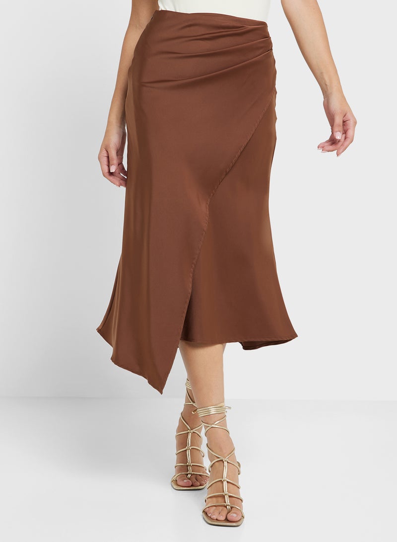 جينجر تنورة ساتان ملفوفة متوسطة الطول - Image 2