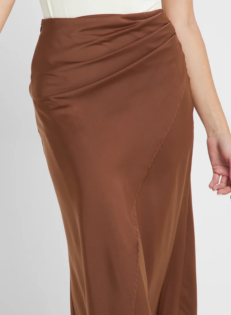 Ginger Satin Wrap Midi Skirt