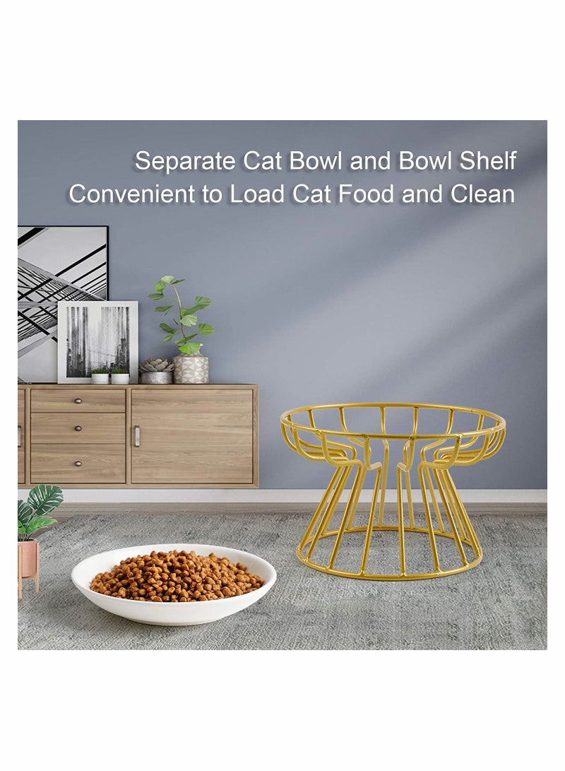 SYOSI Pet Feeding Dish with Stand Ceramic Cat Bowl Raised Puppy Kitten Food Dispenser Pet Animal Food Feeding Bowl with Stand for Home - Image 3