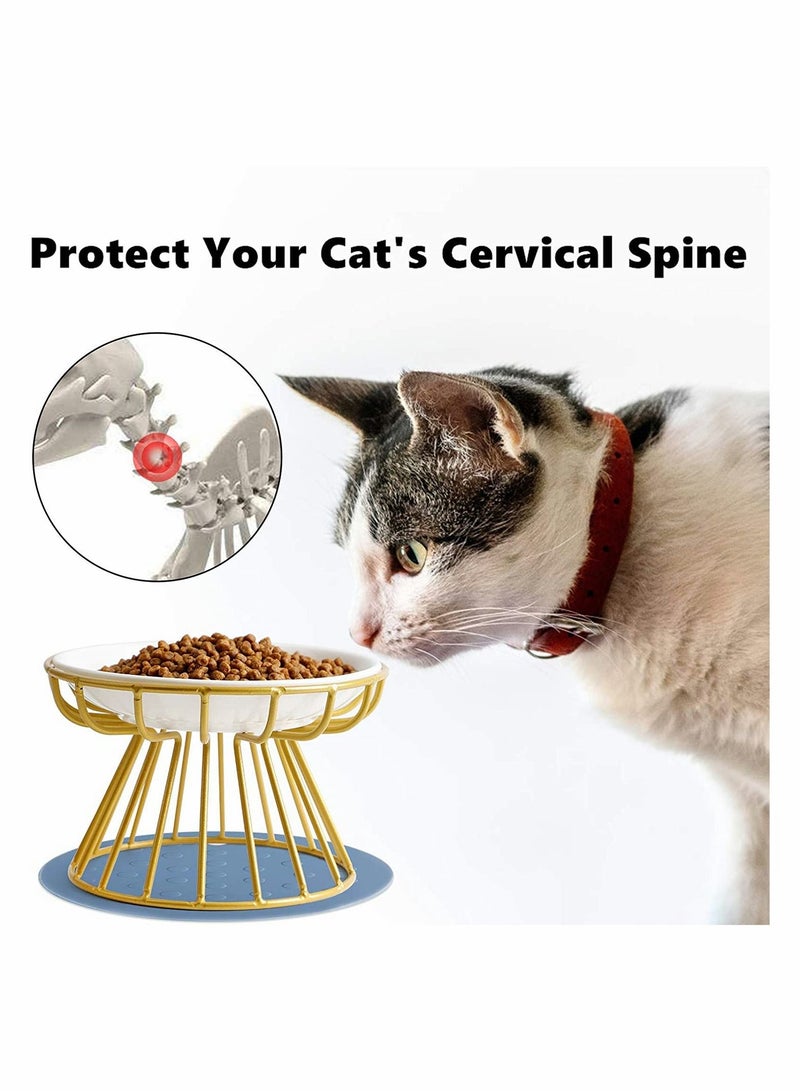 SYOSI Pet Feeding Dish with Stand Ceramic Cat Bowl Raised Puppy Kitten Food Dispenser Pet Animal Food Feeding Bowl with Stand for Home - Image 4