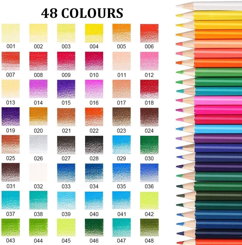 Corslet Set of 77 Pcs Drawing Kit - 48 Pc Colour Pencil Set Pencil Colour & 29 Pc Drawing Charcoal Pencil Set Art Supplies for Artist Includes Oil-Based Colouring Pencils and Sketch Kit for Artists - Image 2
