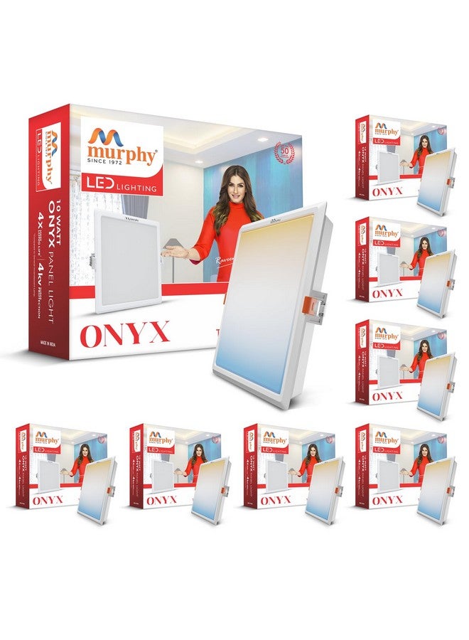 Murphy 10W Recessed Square Trimless LED Panel Light | 3-in-1 Colour Changing - Cool White/Neutral White/Warm White - Pack of 8 - Image 1