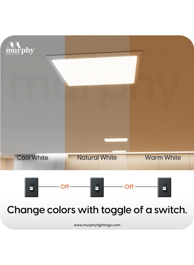Murphy 10W Recessed Square Trimless LED Panel Light | 3-in-1 Colour Changing - Cool White/Neutral White/Warm White - Pack of 8 - Image 2