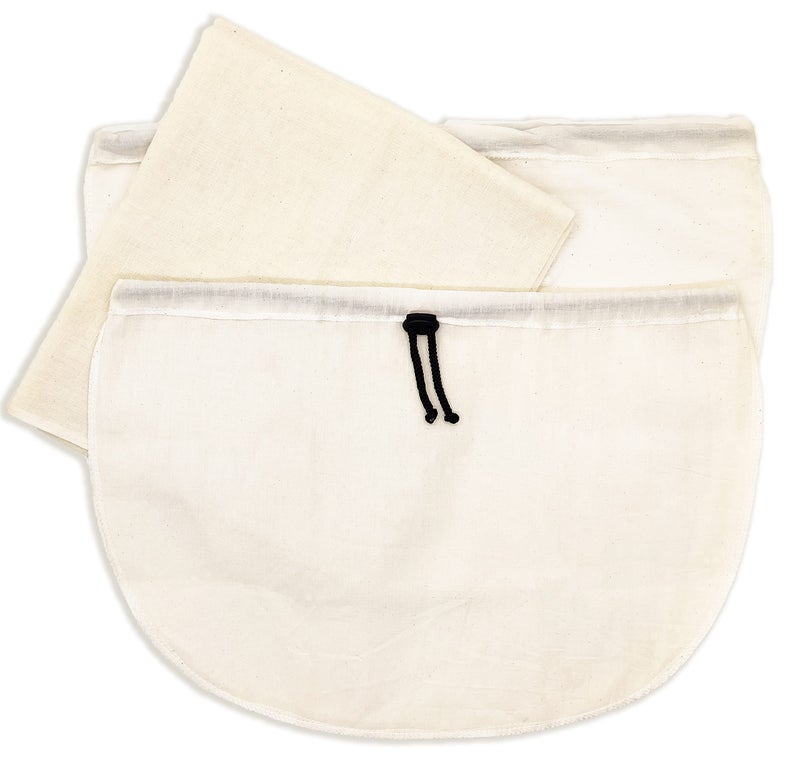 Clarkia Cotton Kitchen Strainer Set 2 Yogurt Strainers Muslin Cloth - Unbleached Pack of 3 (Off White, 1 x 1 m) - Image 1