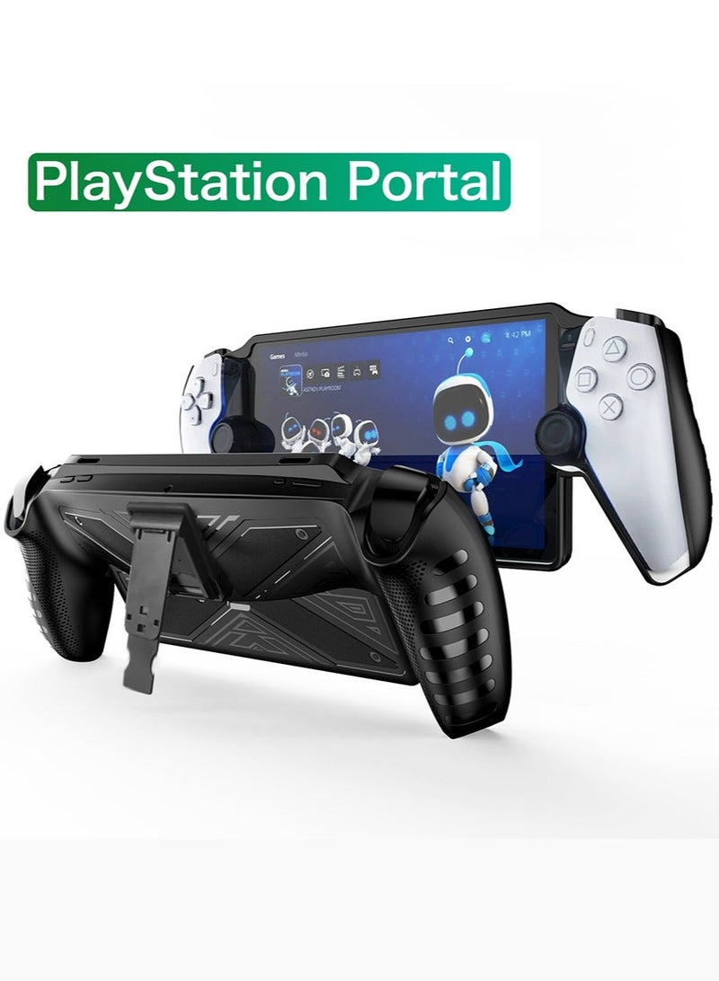 Silicone Protecor Cover Case Compatible with Playstation Portal Remote Player,Protective Skin Cover for PS5 Portal-Shockproof Anti-Scratch Soft TPU with bracket (Black) - Image 5