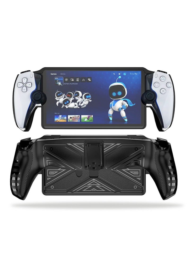 Silicone Protecor Cover Case Compatible with Playstation Portal Remote Player,Protective Skin Cover for PS5 Portal-Shockproof Anti-Scratch Soft TPU with bracket (Black) - Image 1